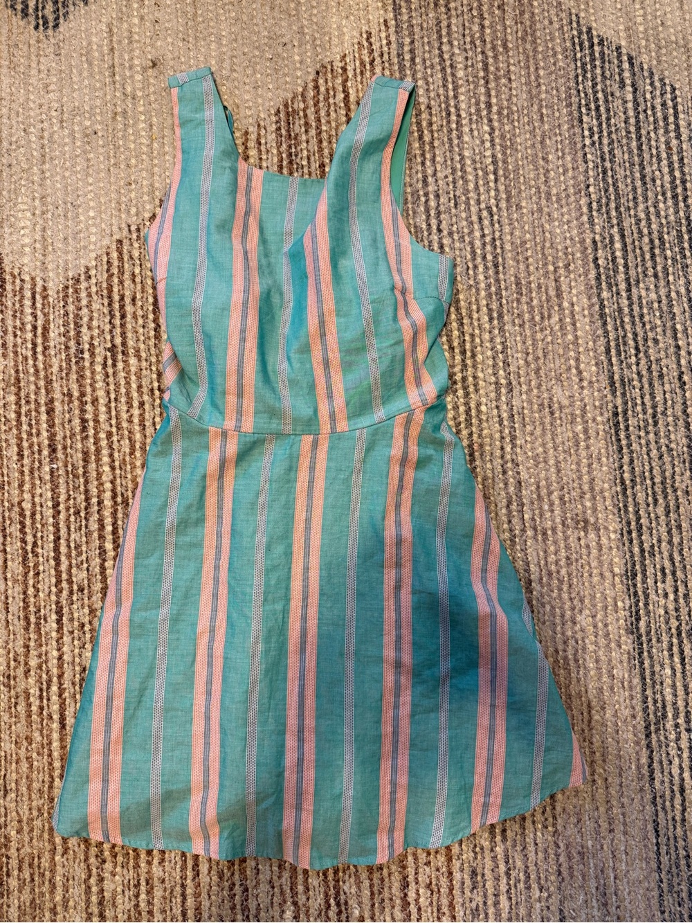 Jodi Kristopher Teal and Pink Striped Backless Dress size 11